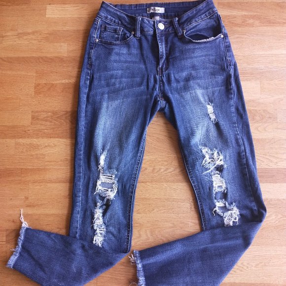 Refuge Ripped Distressed Jeans Stretch 
